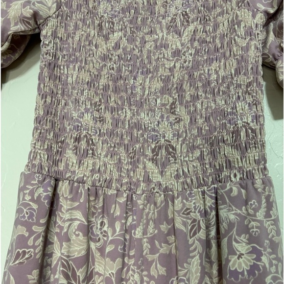 Wayf Violet Floral Ruffle Puff Sleeve Smocked Boho Cropped Wide Leg Jumpsuit  XS - Picture 7 of 10